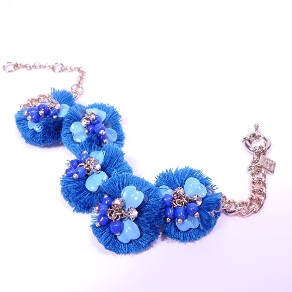 Banana Republic Women's Blue Summer Fridays Fringe Petal Bracelet NWT 45 - Picture 3 of 5